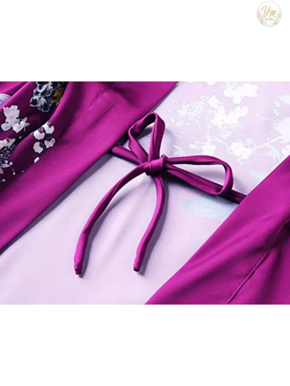 Women's Silky Satin Kimono Robe - Long Floral Sleepwear with Sash